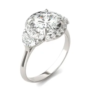 Round Brilliant Luna Halo Engagement Ring image, 