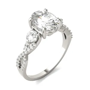 Oval Twisted Accented Three-Stone image, 