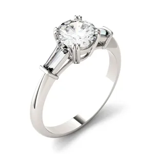 Round Hearts & Arrows Isolde Three-Stone Engagement Ring image, 