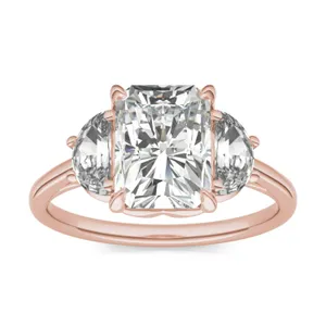 Radiant Signature Half Moon Three-Stone Engagement Ring image, Radiant Signature Half Moon Three-Stone Engagement Ring