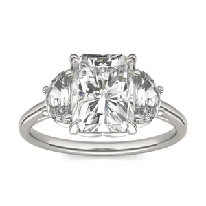 Radiant Signature Half Moon Three-Stone Engagement Ring image, 