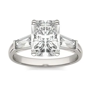 Radiant Signature Tapered Baguette Three-Stone Engagement Ring image, 