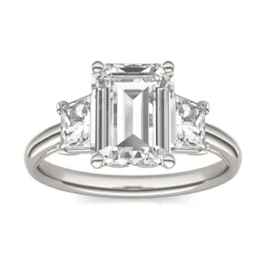 Emerald Signature Trapazoid Three-Stone Engagement Ring image, 