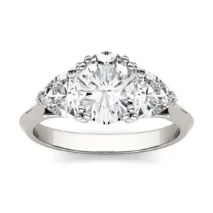 Oval Traditional Trillion Three-Stone Engagement Ring image, 