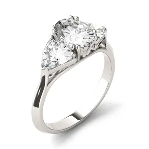 Oval Traditional Trillion Three-Stone Engagement Ring image, 