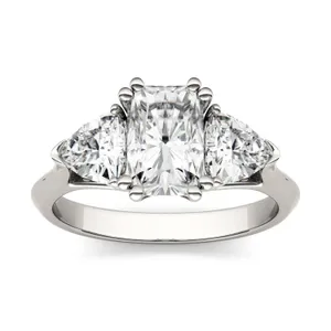 Radiant Traditional Trillion Three-Stone Engagement Ring image, 