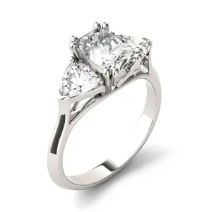 Radiant Traditional Trillion Three-Stone Engagement Ring image, 