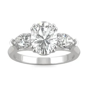 Oval Traditional Pear Three-Stone Engagement Ring image, 