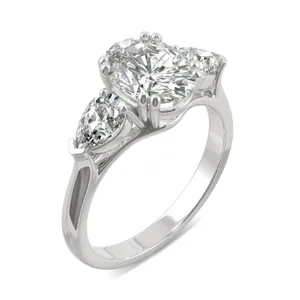 Oval Traditional Pear Three-Stone Engagement Ring image, 