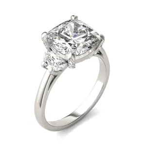 Cushion Hearts & Arrows Luxe Half Moon Three-Stone Engagement Ring image, 