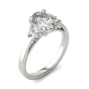 Oval Luxe Half Moon Three-Stone Engagement Ring image, 