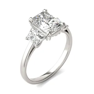 Radiant Luxe Trapezoid Three-Stone Engagement Ring image, 