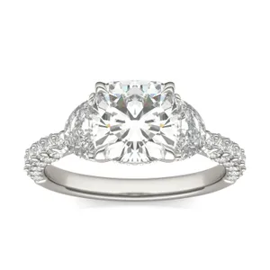 Cushion Lumina Three-Stone Engagement Ring image, 