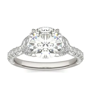 Round Brilliant Lumina Three-Stone Engagement Ring image, 