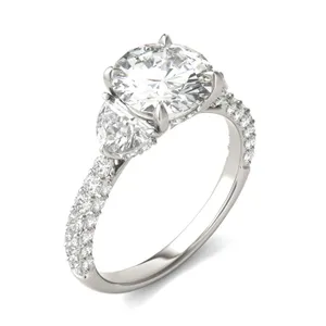 Round Brilliant Lumina Three-Stone Engagement Ring image, 