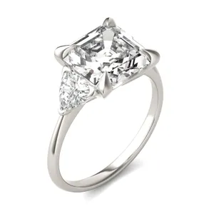 Asscher Claw Prong Trillion Three-Stone Engagement Ring image, 