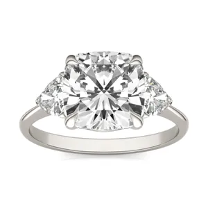 Cushion Claw Prong Trillion Three-Stone Engagement Ring image, 