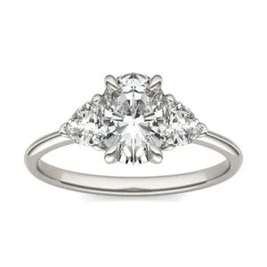 Oval Claw Prong Trillion Three-Stone image, 