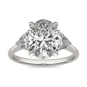 Oval Claw Prong Trillion Three-Stone Engagement Ring image, Oval Claw Prong Trillion Three-Stone Engagement Ring