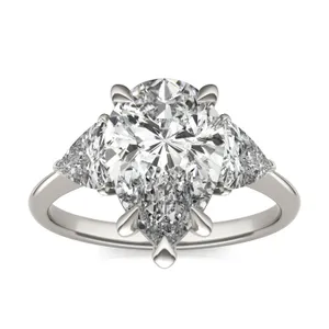 Pear Claw Prong Trillion Three-Stone image, 