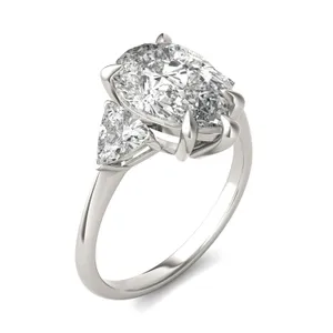 Pear Claw Prong Trillion Three-Stone Engagement Ring image, 