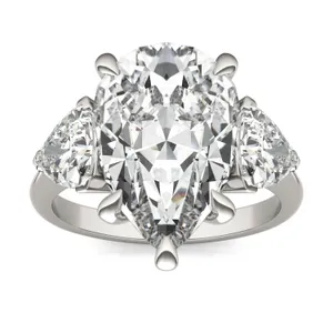 Pear Claw Prong Trillion Three-Stone Exotic Engagement Ring image, 