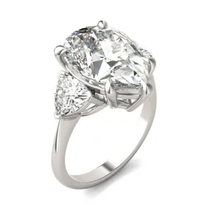 Pear Claw Prong Trillion Three-Stone Exotic Engagement Ring image, 