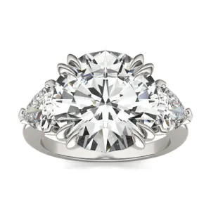 Round Brilliant Claw Prong Trillion Three-Stone Exotic Engagement Ring image, 