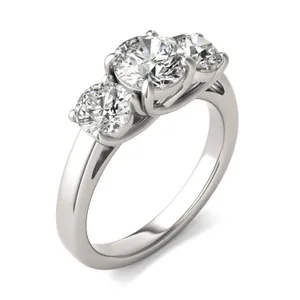Round Brilliant Classic Trellis Three-Stone Engagement Ring image, 