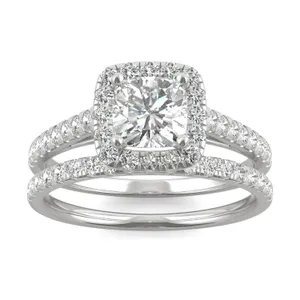 Cushion Lifted Halo Bridal Set image, 