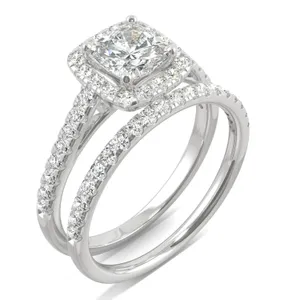 Cushion Lifted Halo Bridal Set image, 