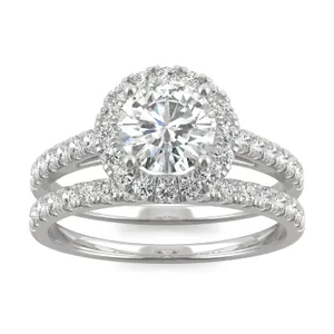 Round Brilliant Lifted Halo Bridal Set image, 