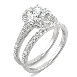 Round Brilliant Lifted Halo Bridal Set image, 