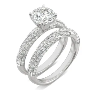 Round Brilliant Pavé Woven Bridal Set image, 