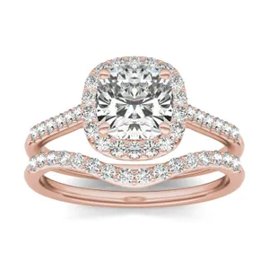 Cushion Signature Accented Halo Bridal Set image, Cushion Signature Accented Halo Bridal Set