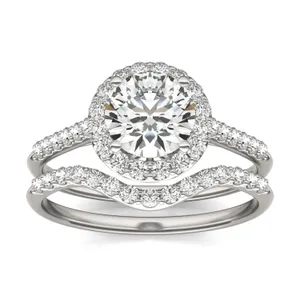 Round Brilliant Signature Accented Halo Bridal Set image, Round Brilliant Signature Accented Halo Bridal Set