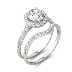 Round Brilliant Signature Accented Halo Bridal Set image, Round Brilliant Signature Accented Halo Bridal Set