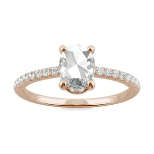 Oval Rose Hidden Halo Ring image, 