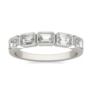 East-West Bezel Five Stone Anniversary Wedding Band image, 