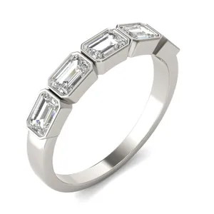 East-West Bezel Five Stone Anniversary Wedding Band image, 