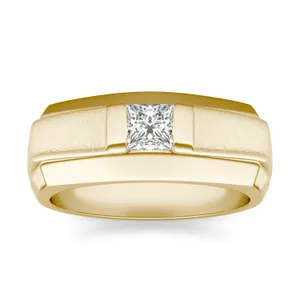 Princess Euro Square Signature Solitaire Men's Wedding Ring image, Princess Euro Square Signature Solitaire Men's Wedding Ring