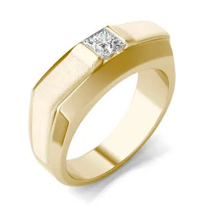 Princess Euro Square Signature Solitaire Men's Wedding Ring image, Princess Euro Square Signature Solitaire Men's Wedding Ring