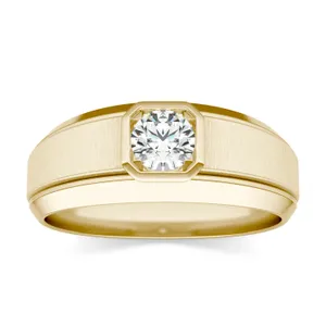 Round Brilliant Hero Signature Solitaire Men's Wedding Ring image, Round Brilliant Hero Signature Solitaire Men's Wedding Ring