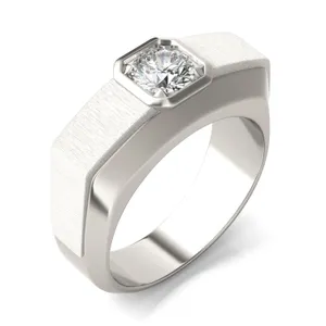 Round Brilliant Euro Square Signature Ring image, 