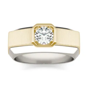 Round Brilliant Euro Square Signature Ring image, 