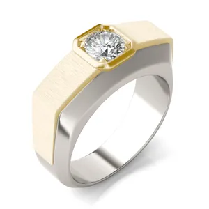 Round Brilliant Euro Square Signature Ring image, 