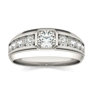 Round Brilliant Hero Accented Signature Ring image, 