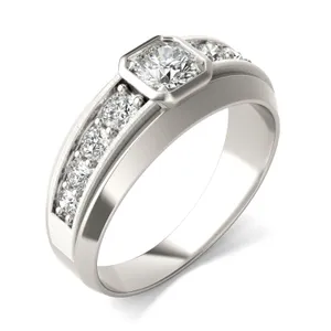 Round Brilliant Hero Accented Signature Ring image, 