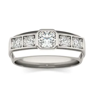 Round Brilliant Star Accented Signature Ring image, 