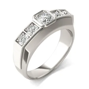 Round Brilliant Star Accented Signature Ring image, 